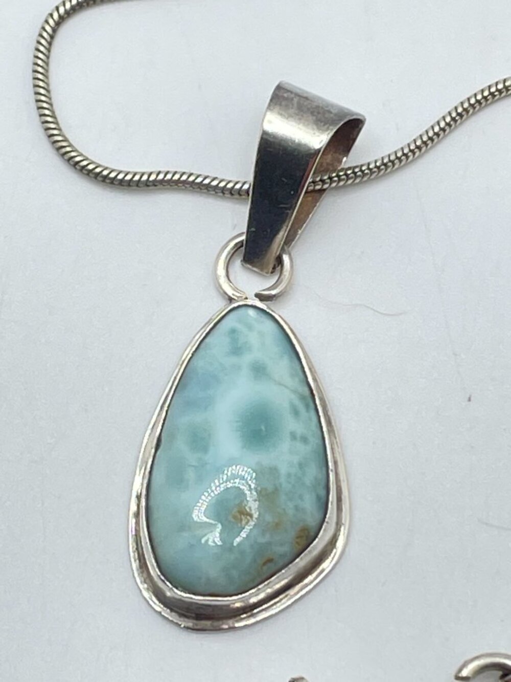 Large Larimar in Sterling Setting